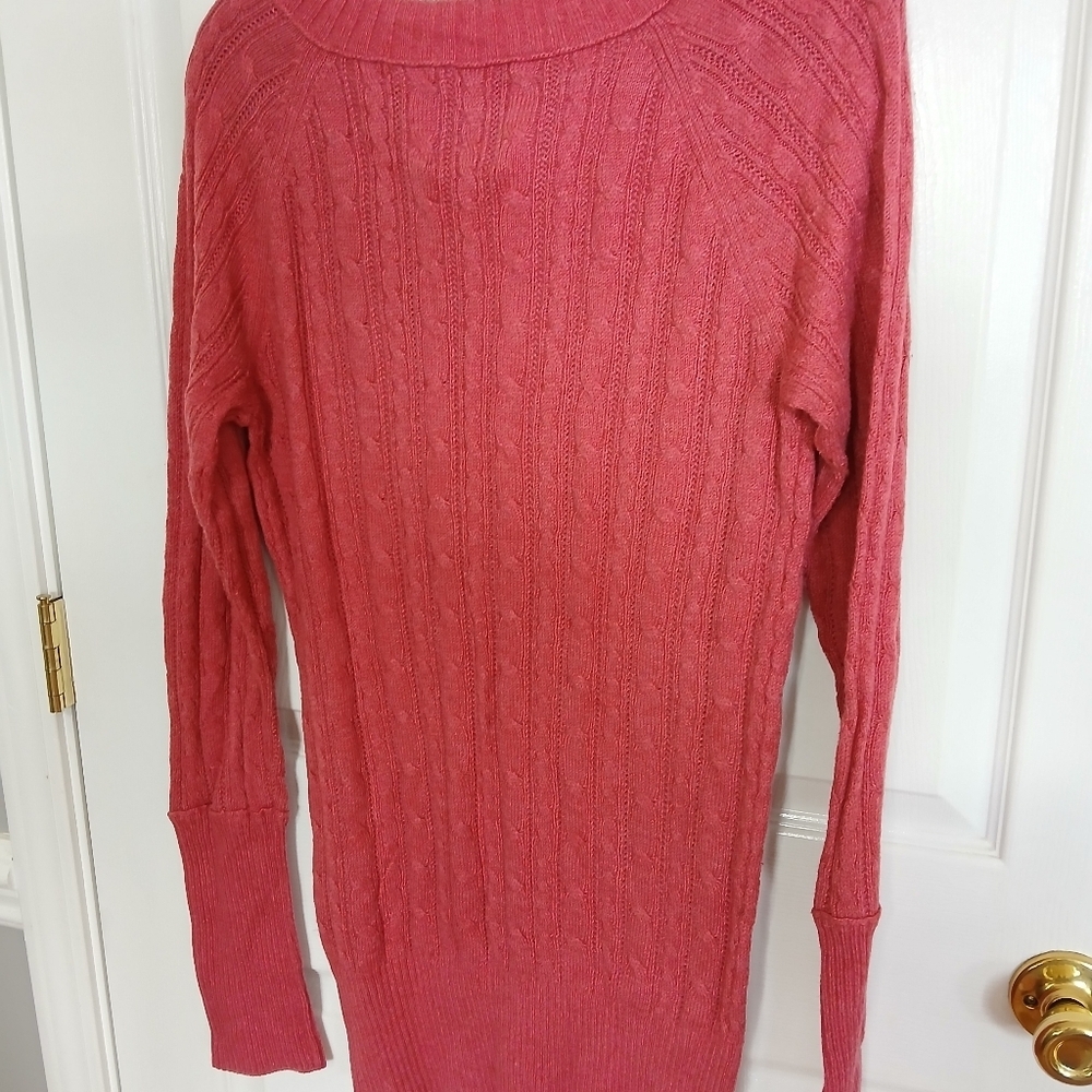 American Eagle Y2K V Neck Cable Knit Sweater Preppy Academia Cotton Large Casual - Picture 9 of 9